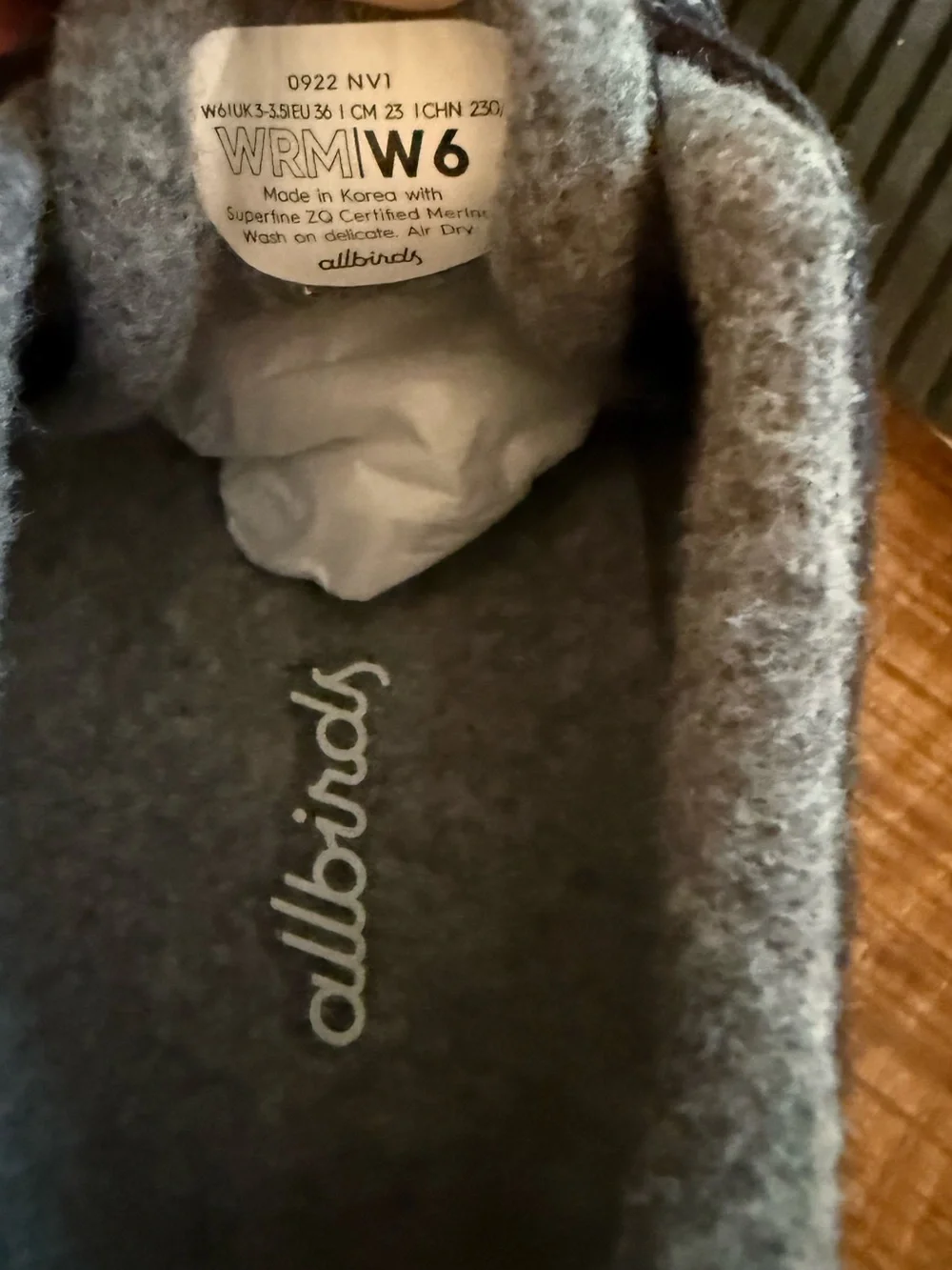 Allbirds Wool Runner Mizzles Dark Grey Water-Repellent Sneakers Women’s 6 NWOT